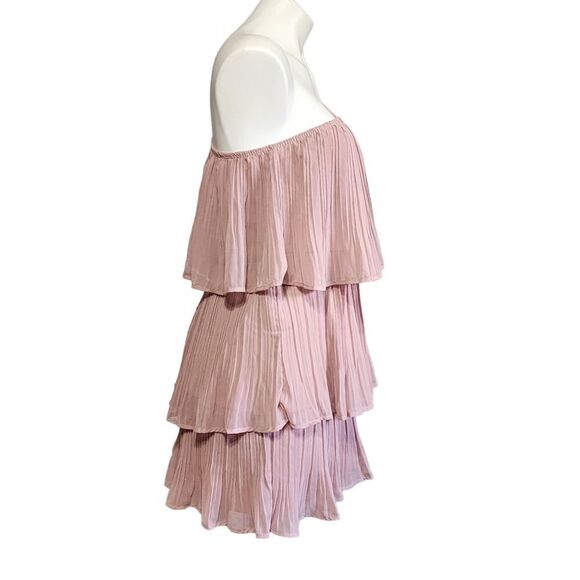 Lulu's dusty pink mini dress tiered Coquette M - Picture 3 of 4